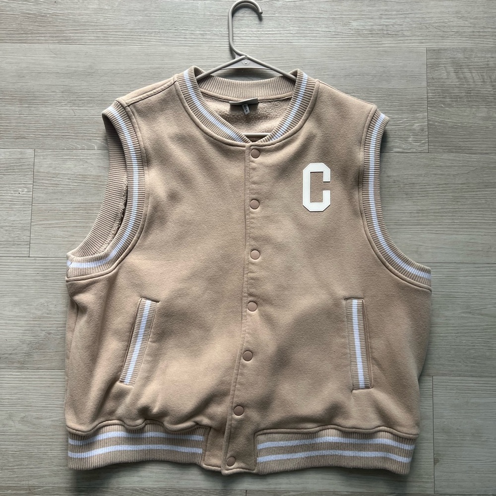 Tan Women’s Varsity Jacket with Letter C Size L